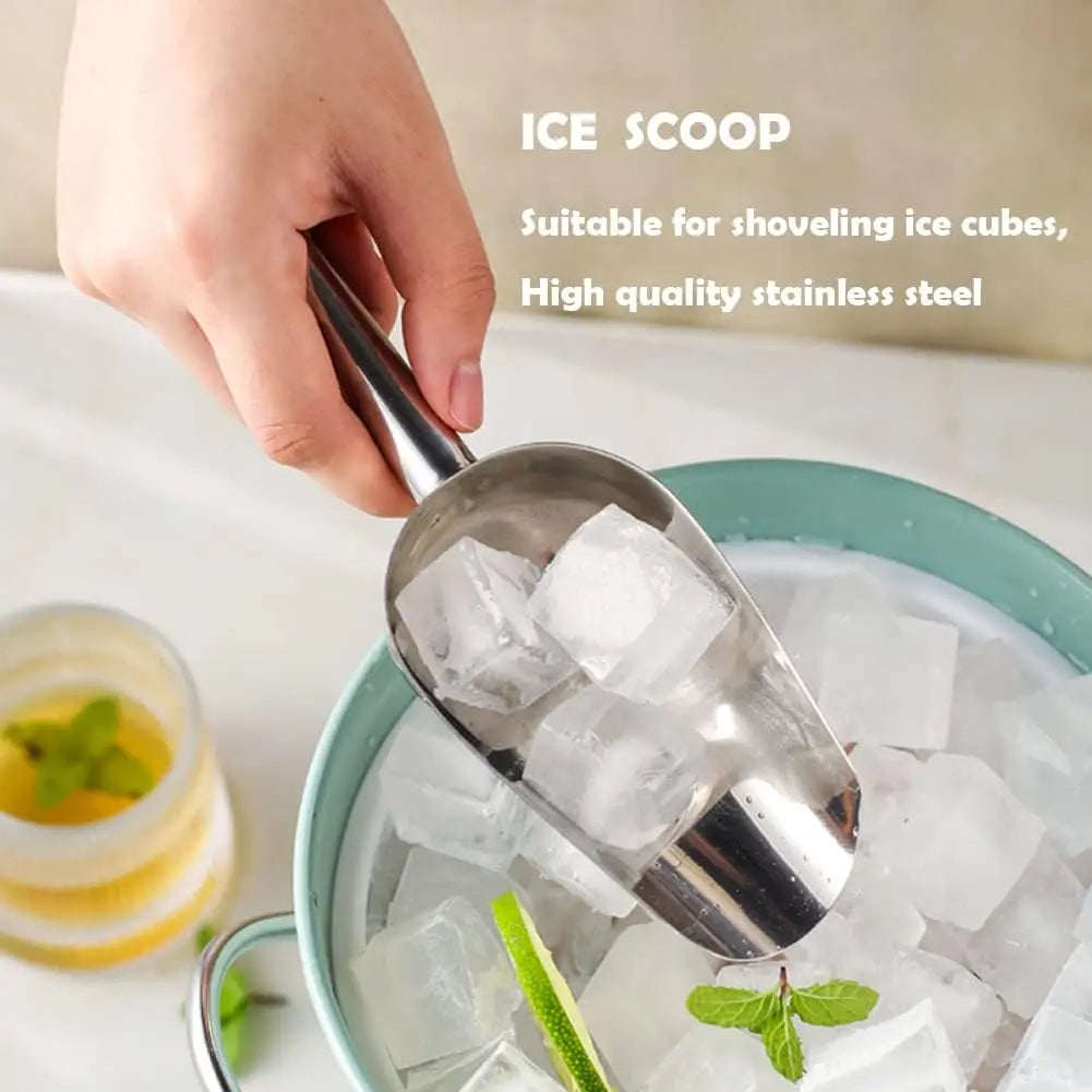 Stainless Steel Ice Scoop | Flat Bottom Kitchen Shovel