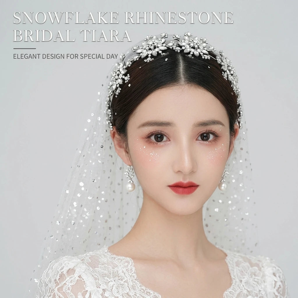 Bridal Rhinestone Hairband Korean Style Snowflake Hair Accessory for Wedding Updo Peaceful Pleasures Health and Wellness