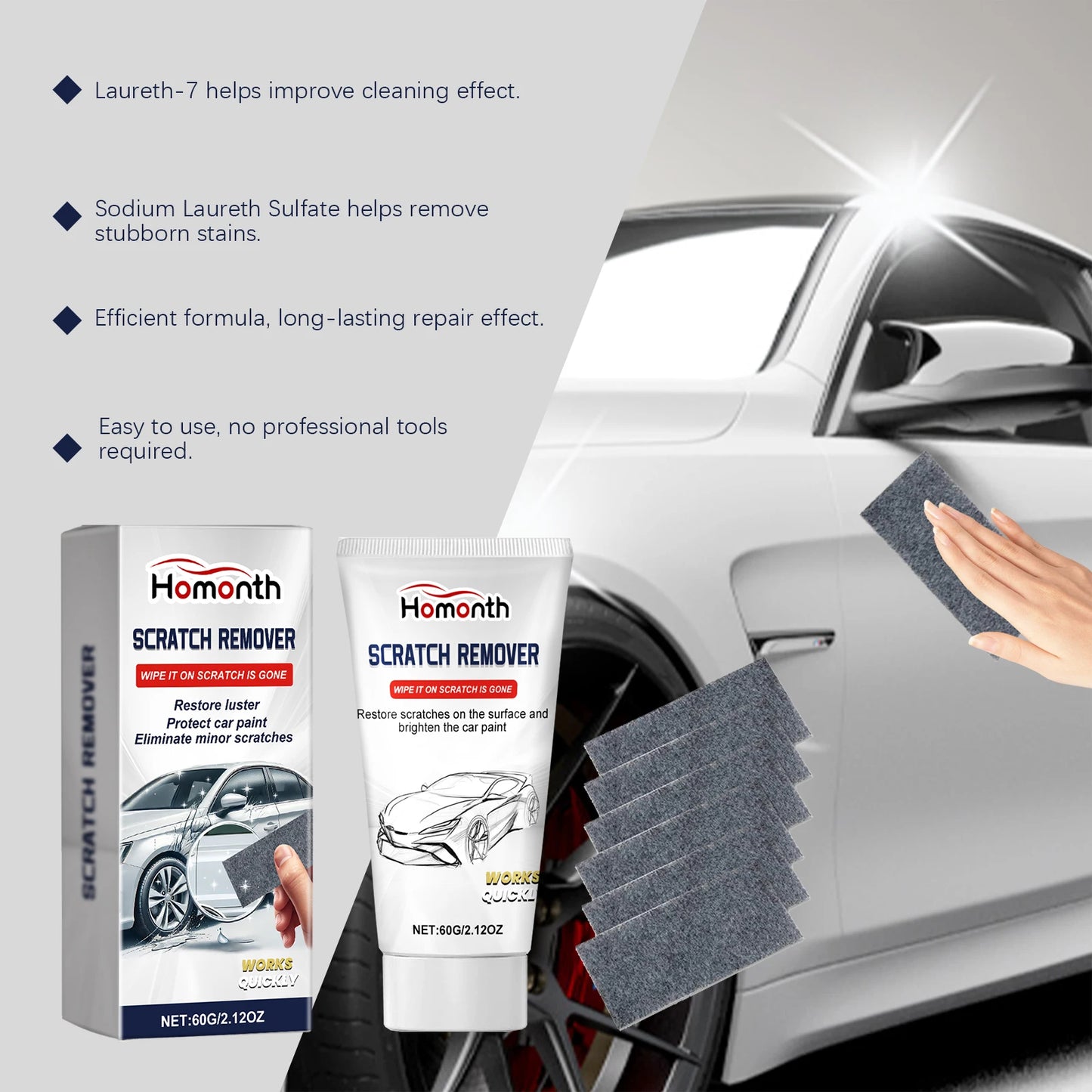 Homonth Car Scratch Remover Cream | Polish & Restore Paint