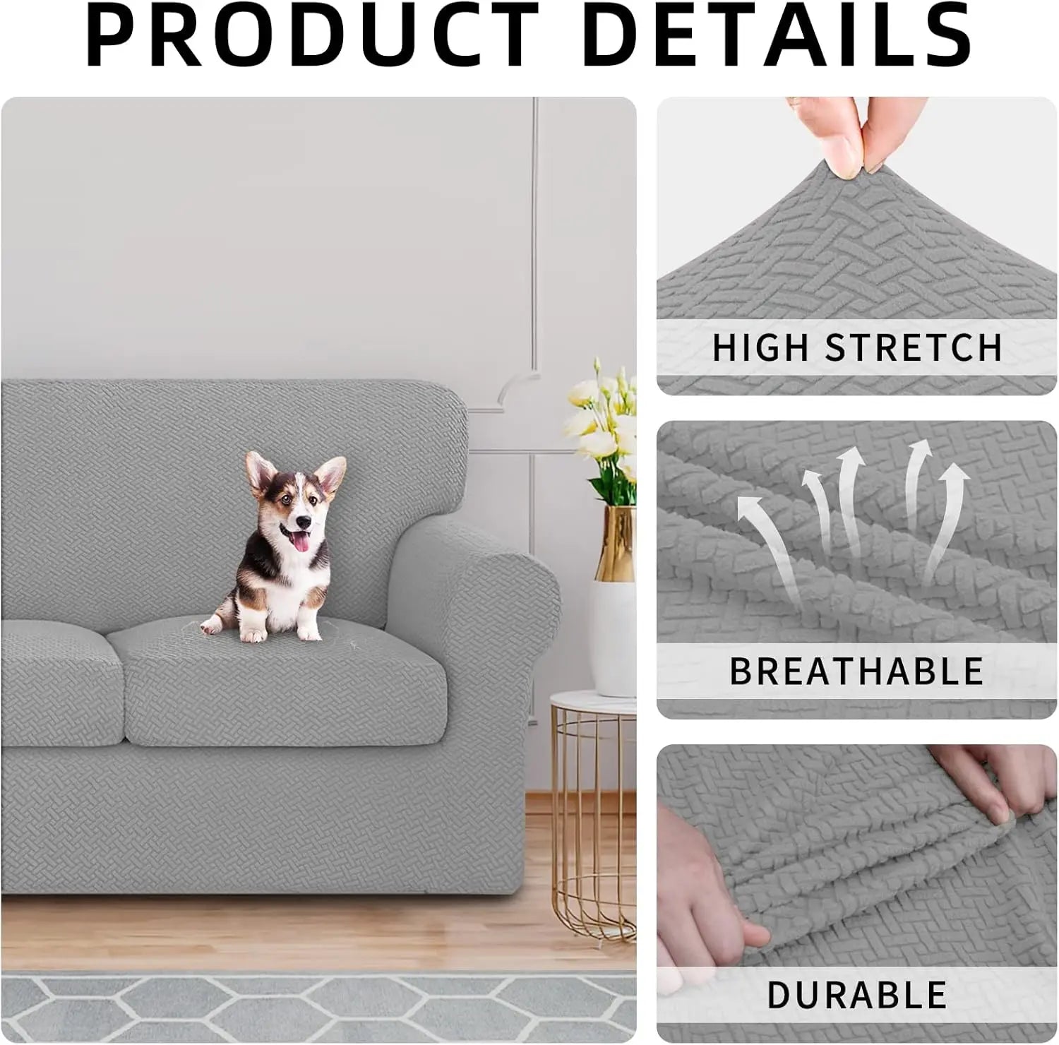 Stretch Thicken Couch Covers Jacquard Sofa Slipcover 1/2/3 Seater Cushion Couch Cover Elastic Sofa Cover Furniture Protector Peaceful Pleasures Health and Wellness