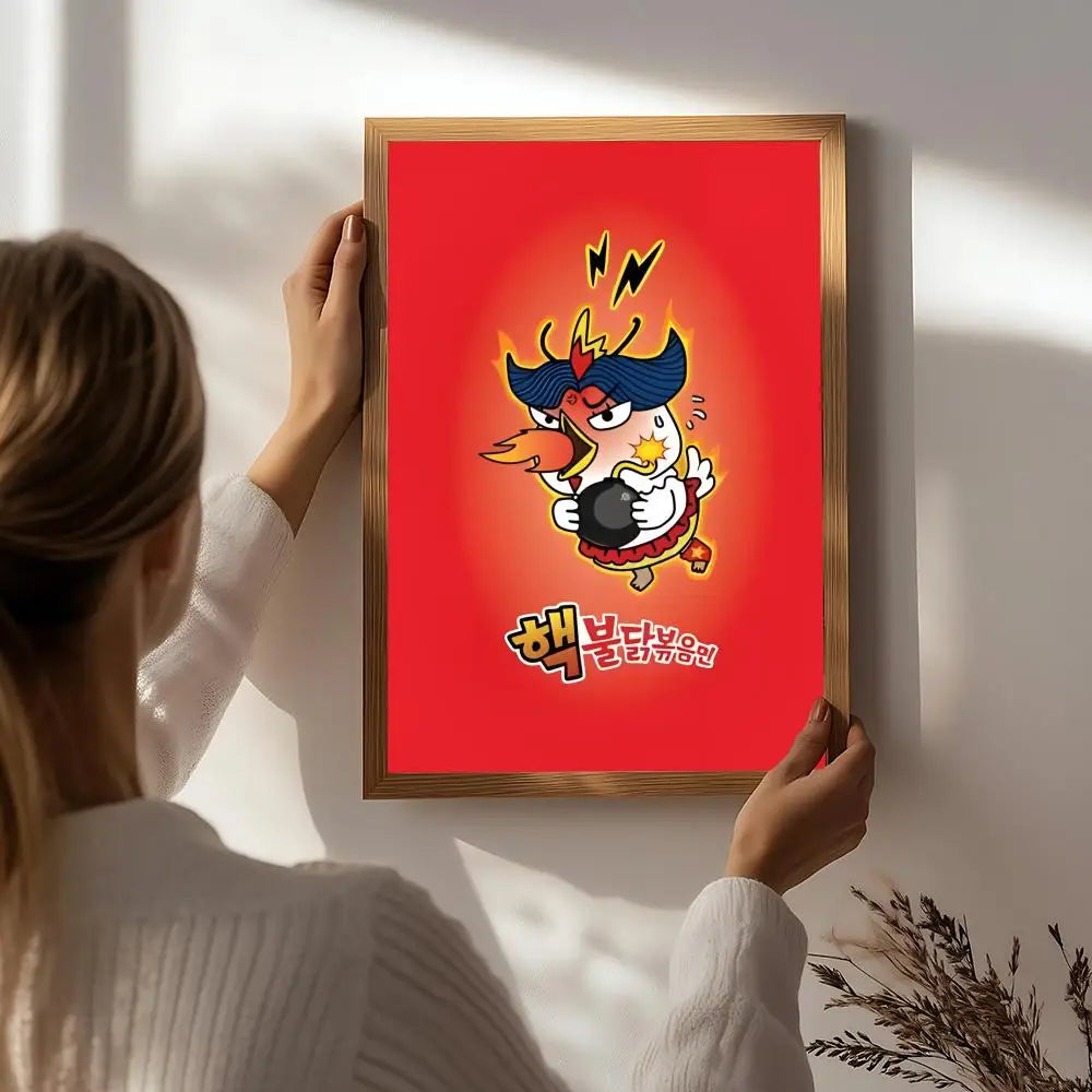 Food S-Samyang Buldak Ramen Poster HD Self Adhesive Waterproof Wall Art Ideal for Home Office Dorm Bedroom Great Gift Peaceful Pleasures Health and Wellness White8 50X70cmNoframe