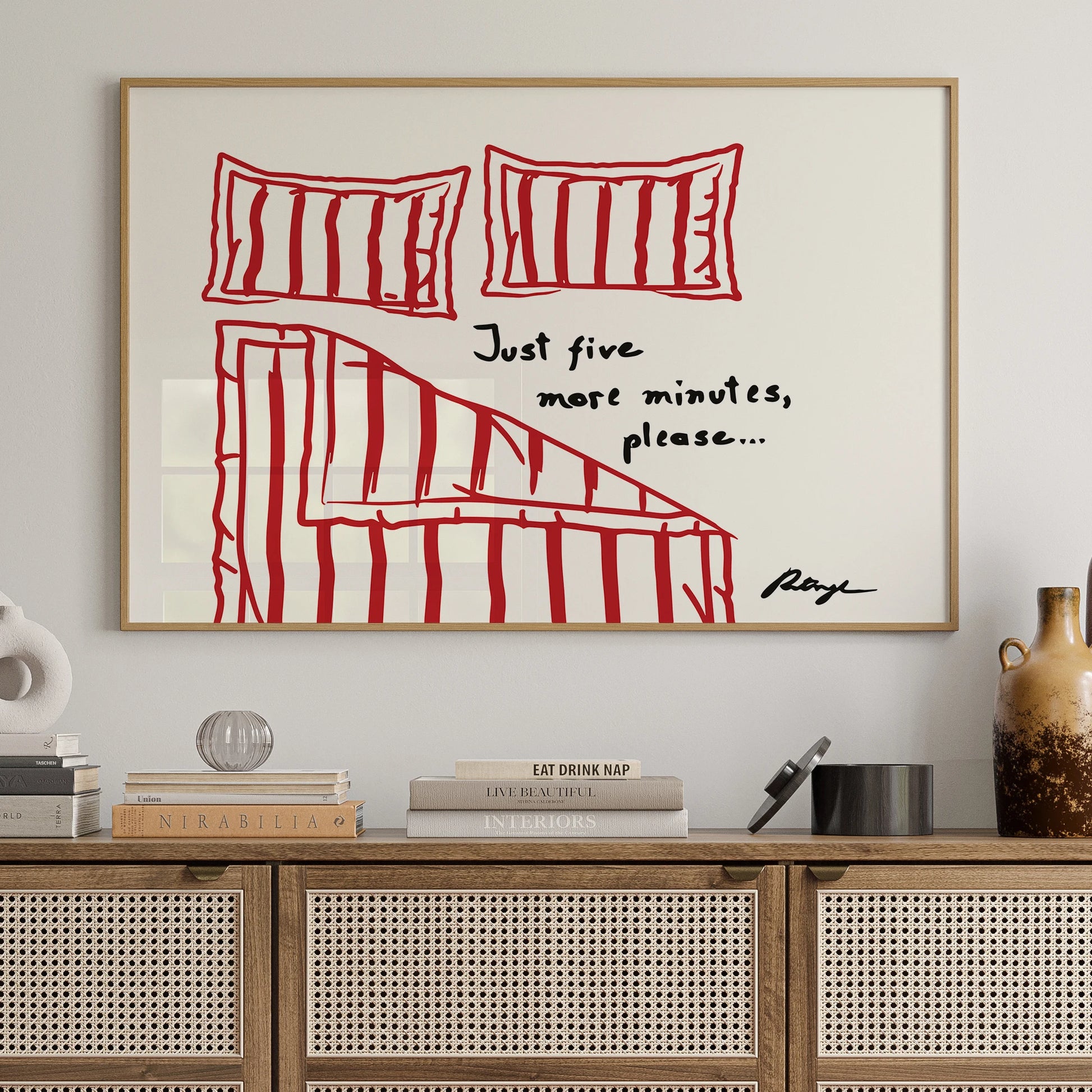 1pc Minimalist Modern Stay In Bed Print Horizontal Poster,Perfect For Bedroom, Living Room, Or Office, Bedroom Wall Art Peaceful Pleasures Health and Wellness