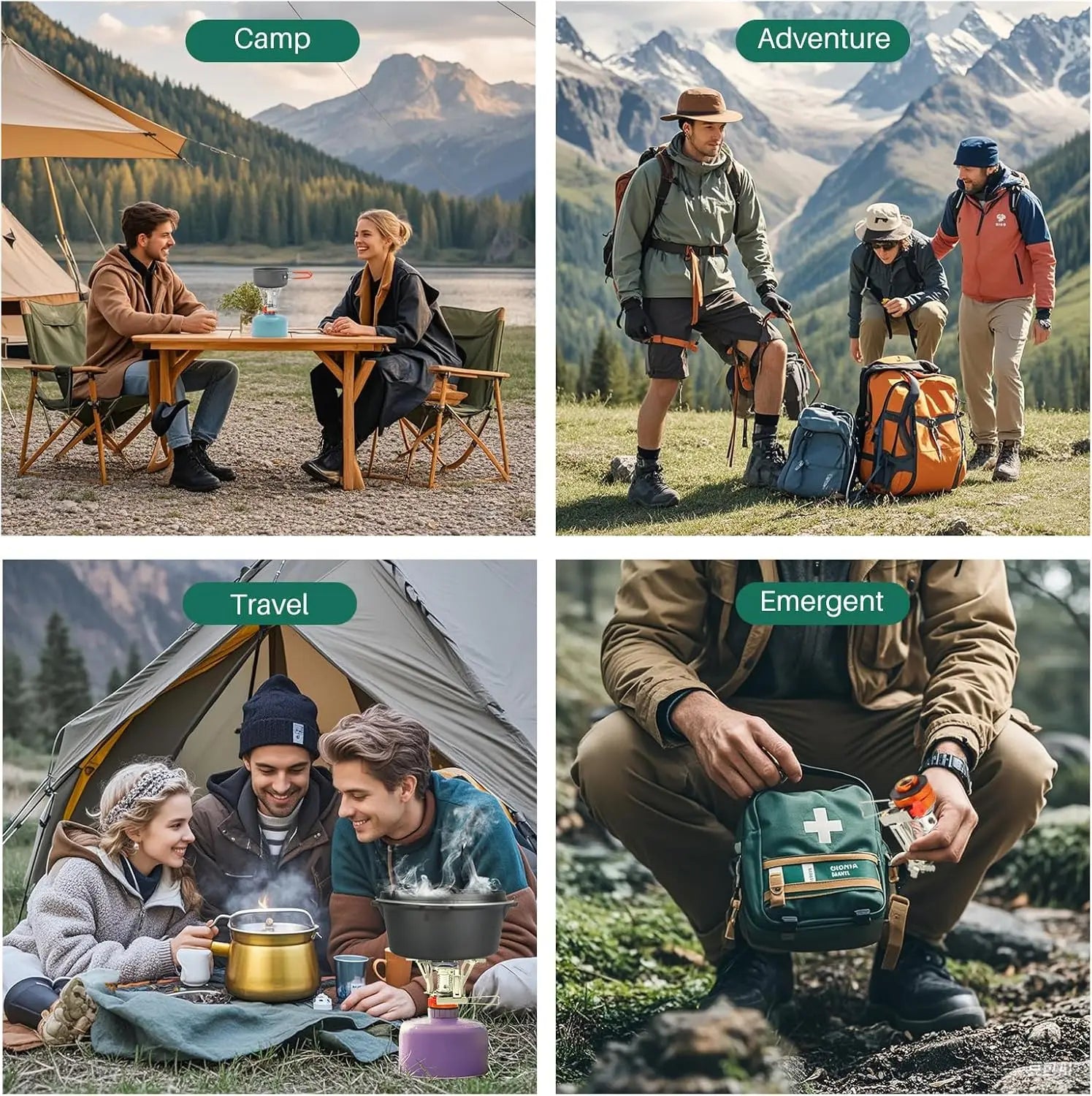 Portable Camping Stoves Backpacking Stove with Piezo Ignition Stable Support Wind-Resistance Camp Stove for Outdoor Cooking Peaceful Pleasures Health and Wellness
