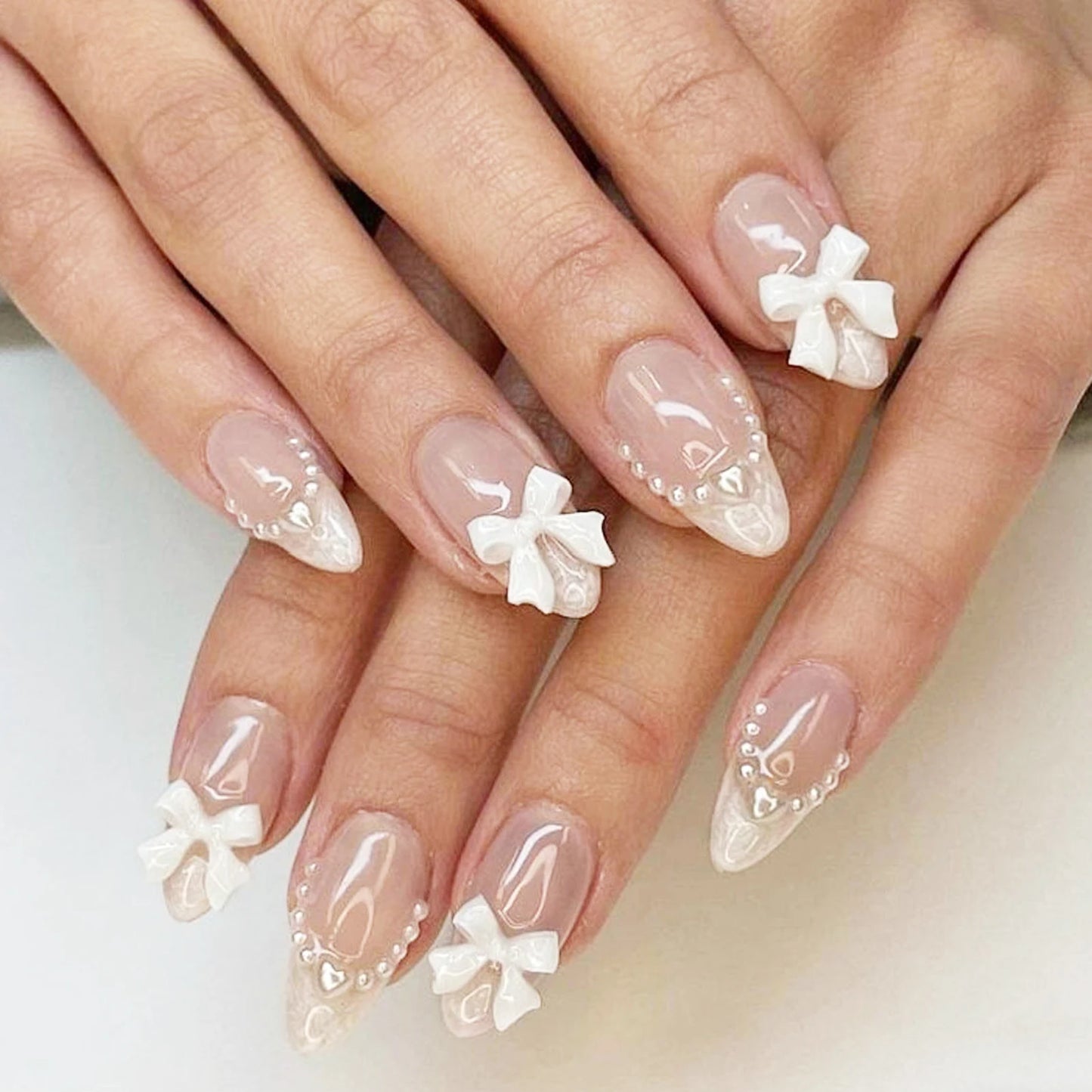 24pcs 3D Flower Press On Nails | Purple Aurora Almond Shape