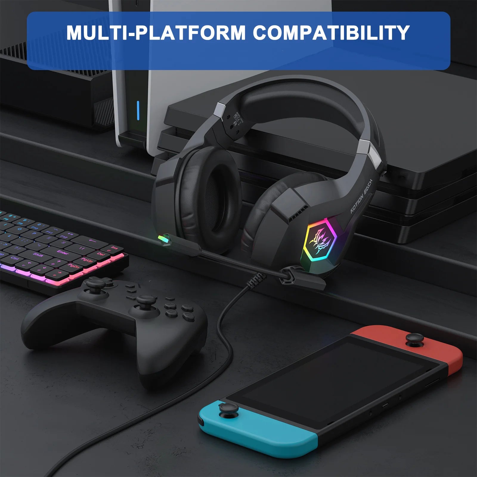 Gaming E-sports Headset with Adjustable Noise-Canceling Mic & Ergonomic Over-Ear Headband Compatible with Laptop Computer PC Peaceful Pleasures Health and Wellness
