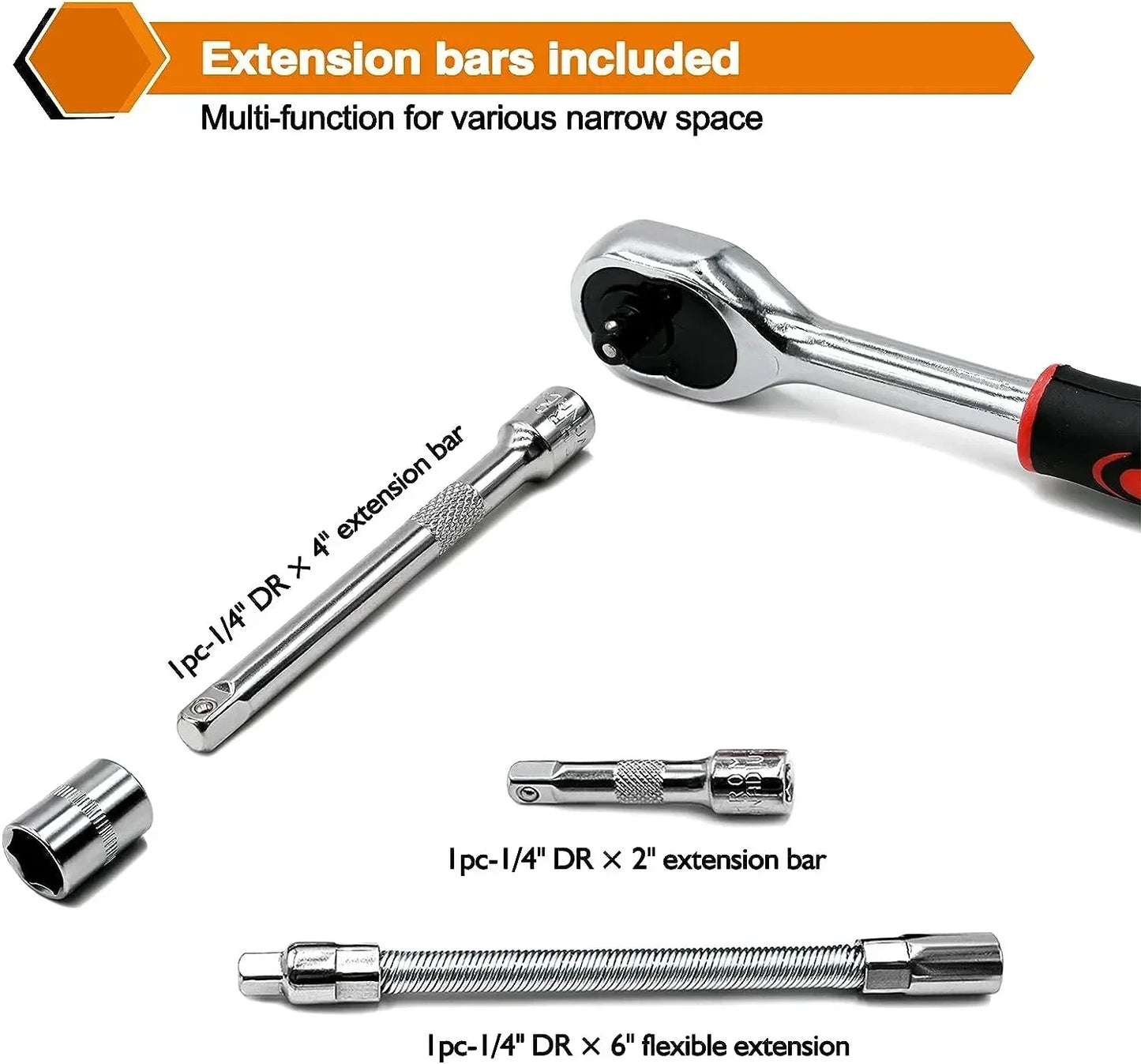 46pcs Socket Wrench Set Motorcycle Bicycle Repair Tools Repair Ratchet Screwdriver Combination Household DIY Mechanical Tool Box Peaceful Pleasures Health and Wellness