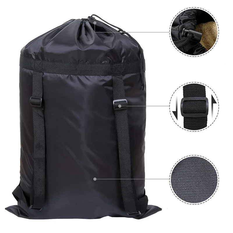 Foldable Laundry Backpack - Large Capacity Dirty Clothes Organizer for Travel, Dorm & Gym -Resistant Polyester, Drawstring Peaceful Pleasures Health and Wellness