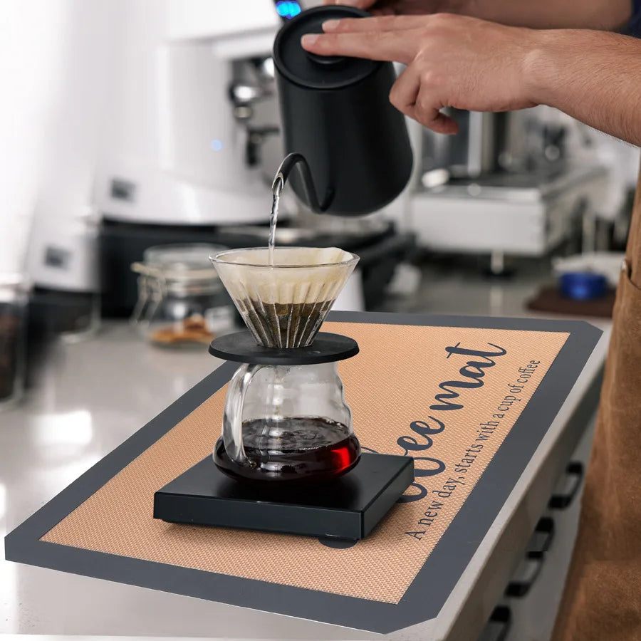 Silicone Coffee Mat - Anti Slip Backed Dish Drying Mat for Kitchen Counter, Countertops Accessories and Coffee Maker Peaceful Pleasures Health and Wellness