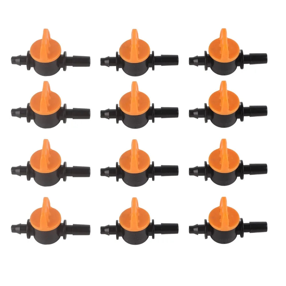 50-Pack Mini Drip Irrigation Valves | 4/7mm Micro Tubing PP