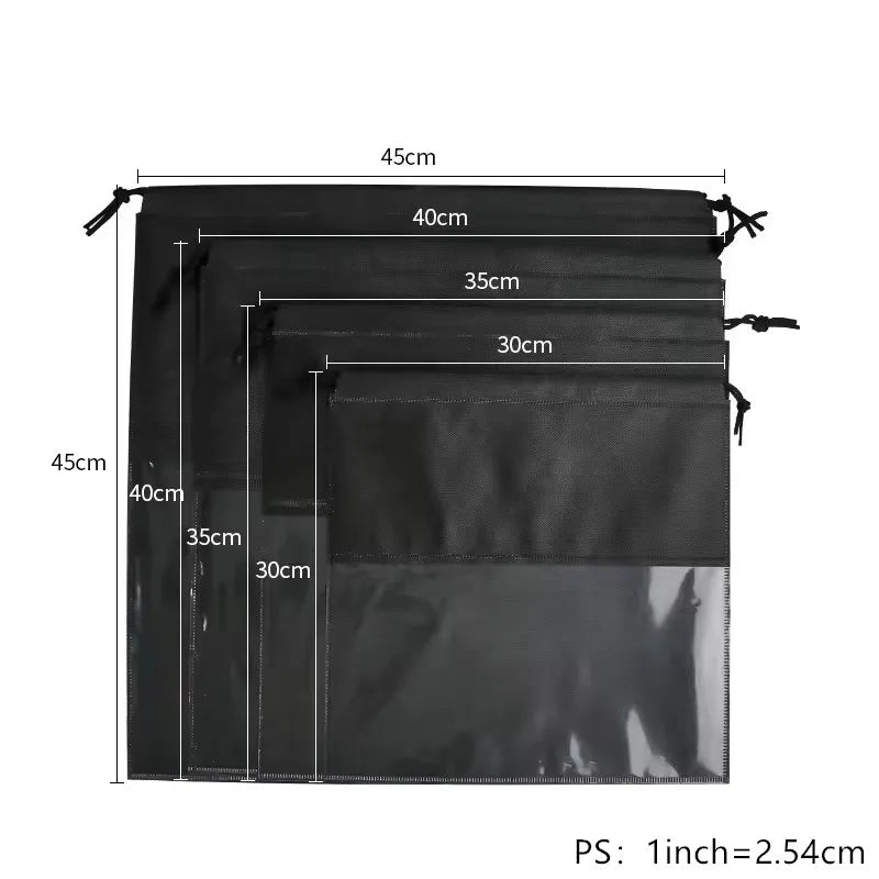 Dustproof Drawstring Storage Bags for Handbags & Clothes 5-Pack Dustproof Storage Bags Peaceful Pleasures Health and Wellness 5Pcs-Black 40X40CM