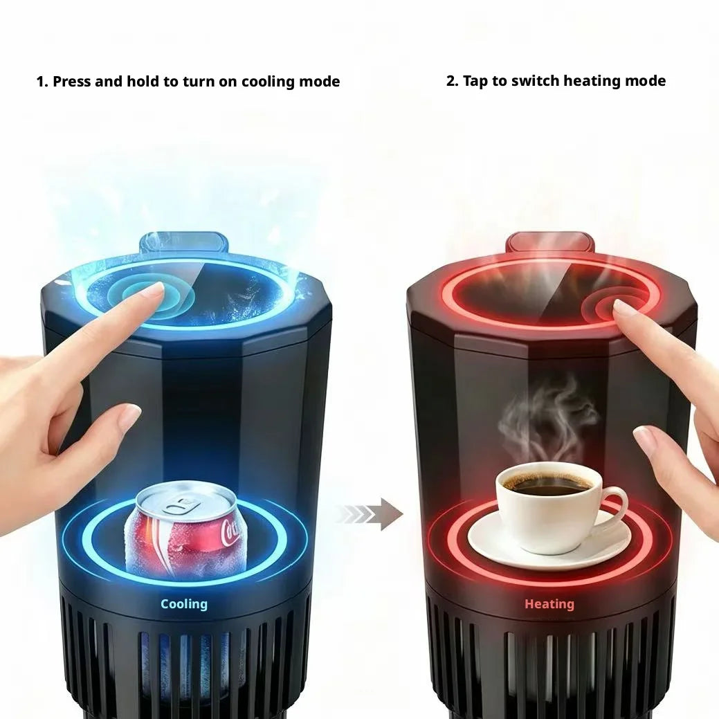 12V/24V Car 2 In 1 Hot Cold Cup Holder Fast Cooling Heating Drink Mug Warmer Portable Car Mini Refrigerator Beverage Cooler Peaceful Pleasures Health and Wellness