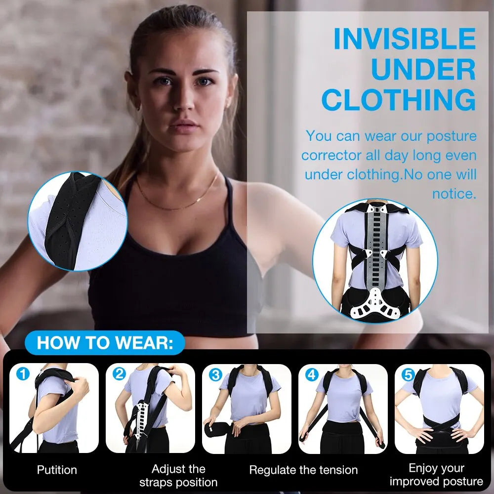 High Quality Aluminum Plate Lumbar Spinal Bad Back Posture Corrector Brace Humpback Orthopedic Strain Pain Relief Peaceful Pleasures Health and Wellness