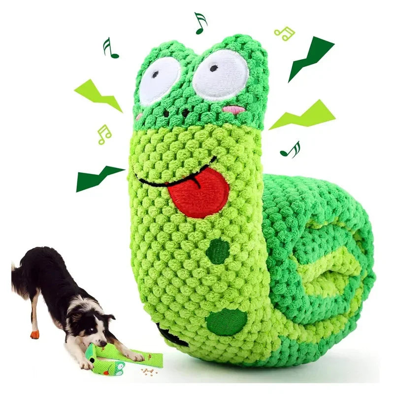 Interactive Snail Puzzle Feeder & Squeaky Plush Dog Toy