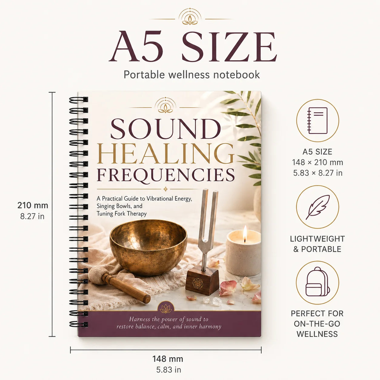 A5 Spiral Sound Healing Frequencies Notebook Singing Bowl Tuning Fork