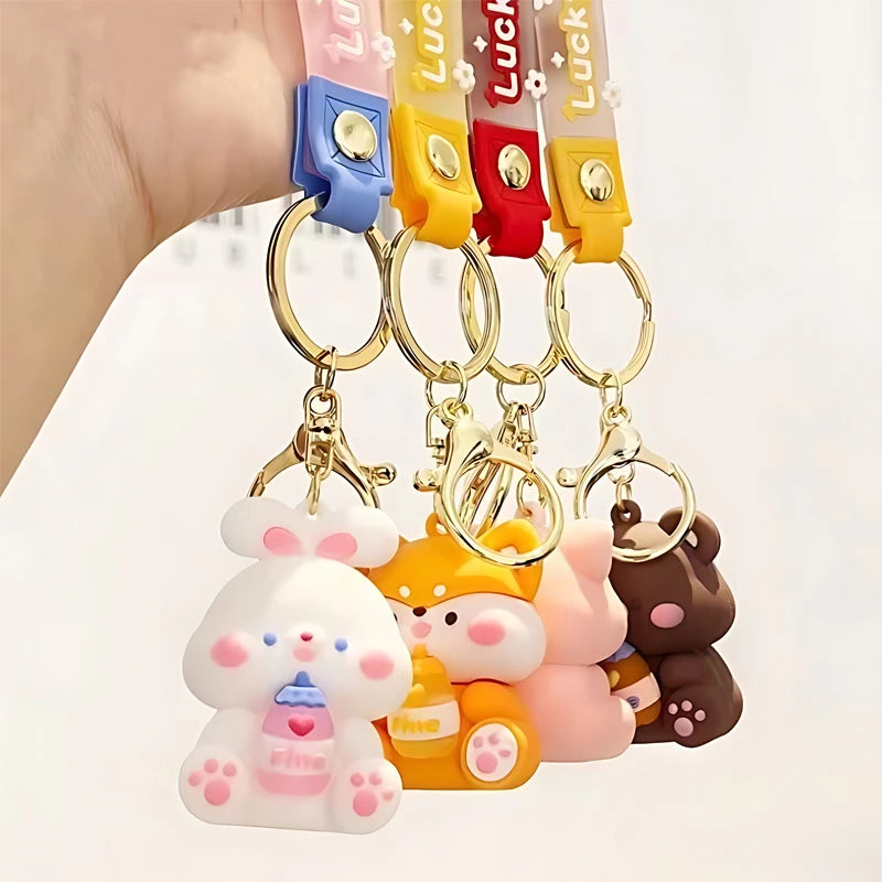 Luck Drinks PVC Cartoon Keychain | Cute Bag Charm & Gift