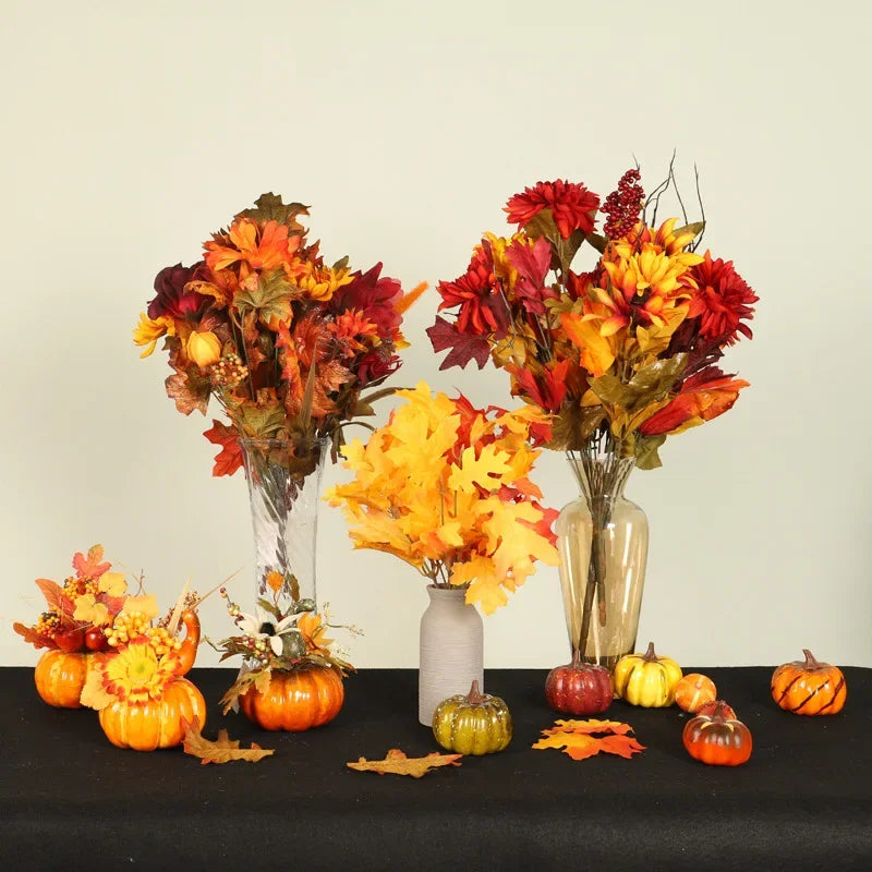 Halloween Simulation Pumpkin Table Ornament Maple Leaf Pomegranate