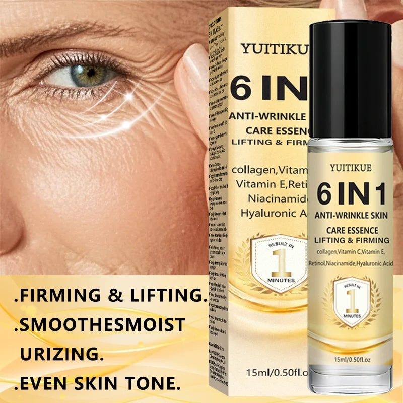 Yuitikue 6IN1 Anti-Wrinkle Skin Care Essence, 1-Minute Lifting & Firming Serum with Collagen, Retinol & Hyaluronic Acid, 15ml Peaceful Pleasures Health and Wellness