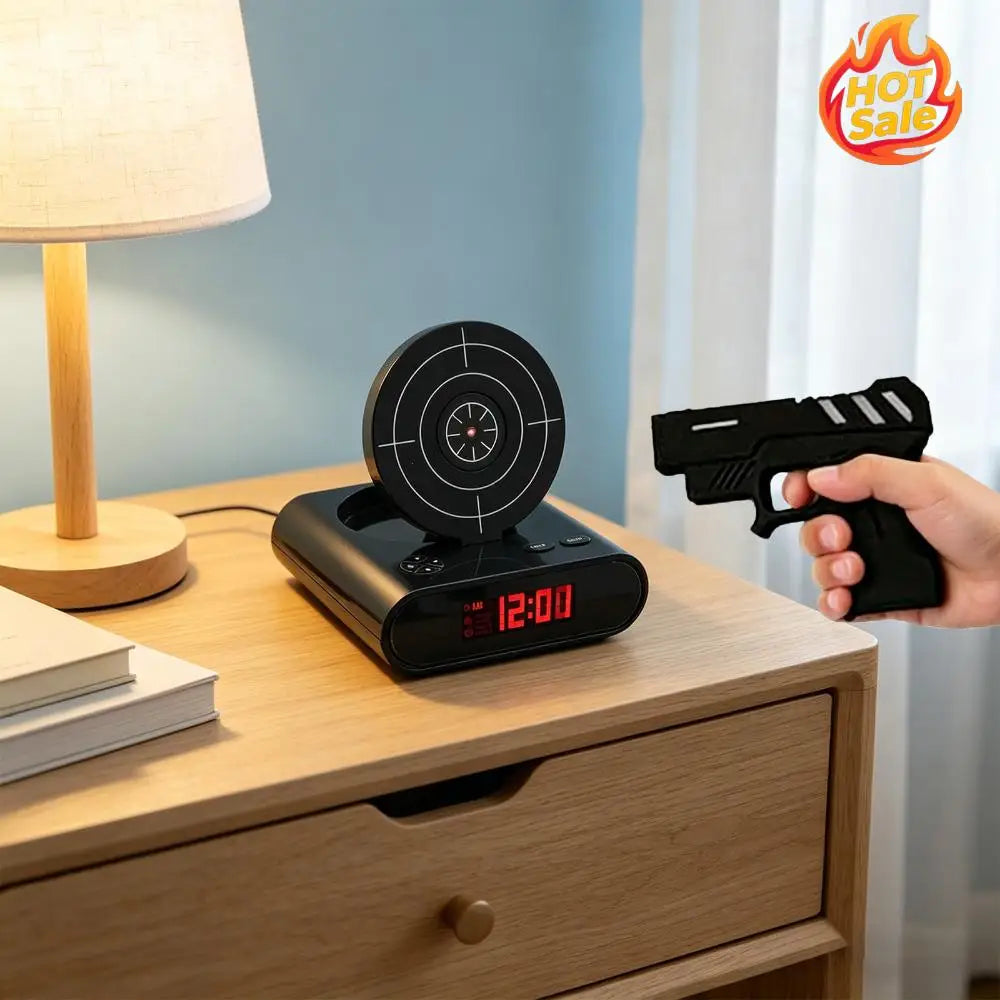 Target Shooting Alarm Clock with Gun & LED Display | Novelty