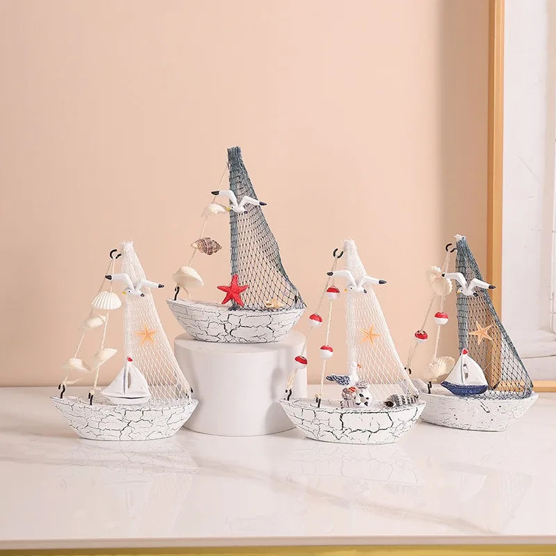 Sailboat Craft Ornament Online Store Photography Prop Cake Decoration Creative Home Mini Sailboat Figurine Desk Decoration decor Peaceful Pleasures Health and Wellness