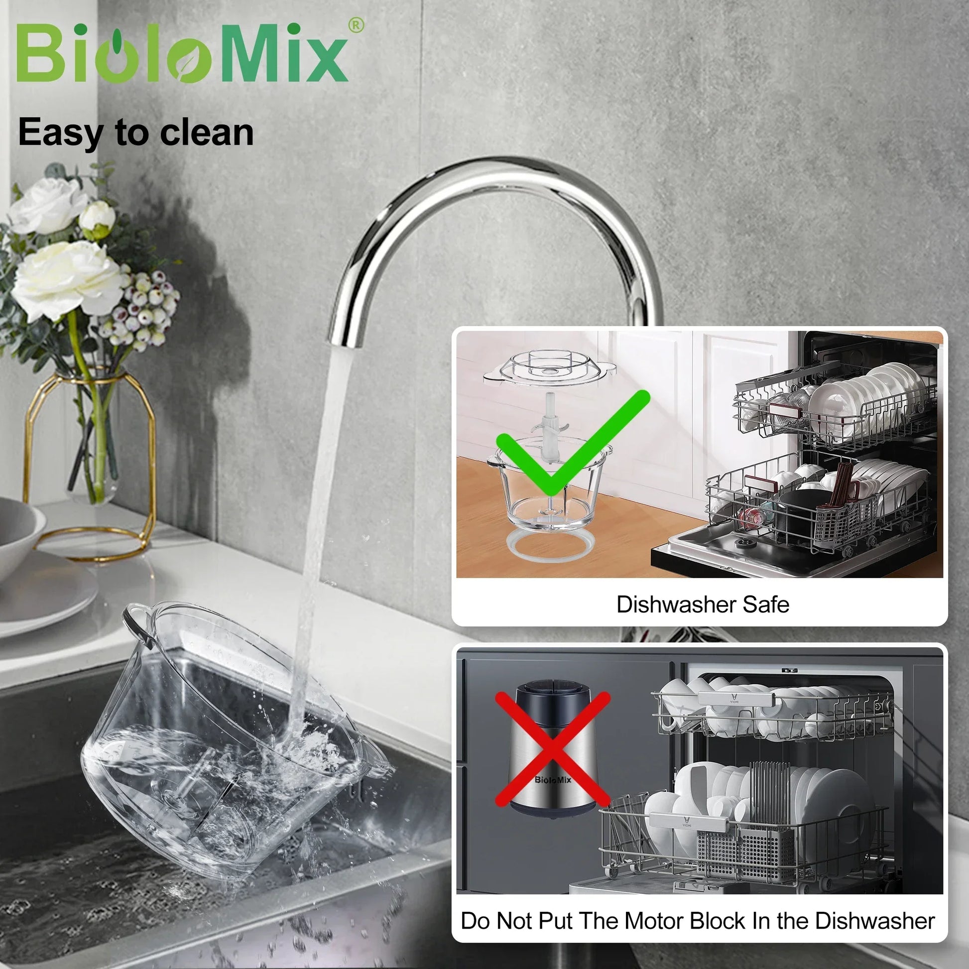 BioloMix 1.8L Glass Bowl Food Processor – 500W, 2-Speed Food Processor Peaceful Pleasures Health and Wellness