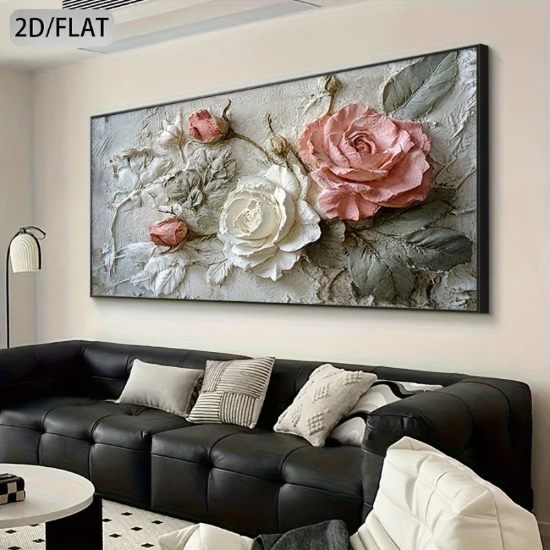 2D Flat, Unframed Canvas Wall Art Modern Nordic Floral Design High-Quality Canvas for Indoor/Outdoor Use, Large Canvas Wall Art Peaceful Pleasures Health and Wellness