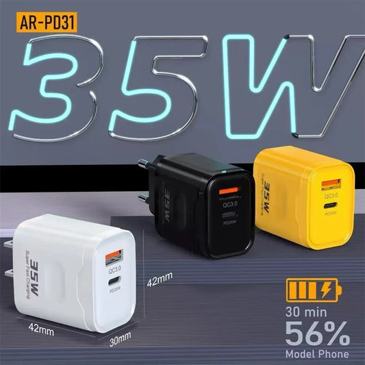 35W Dual Port USB-C PD Wall Charger | iPhone & Android USB Wall Charger Peaceful Pleasures Health and Wellness