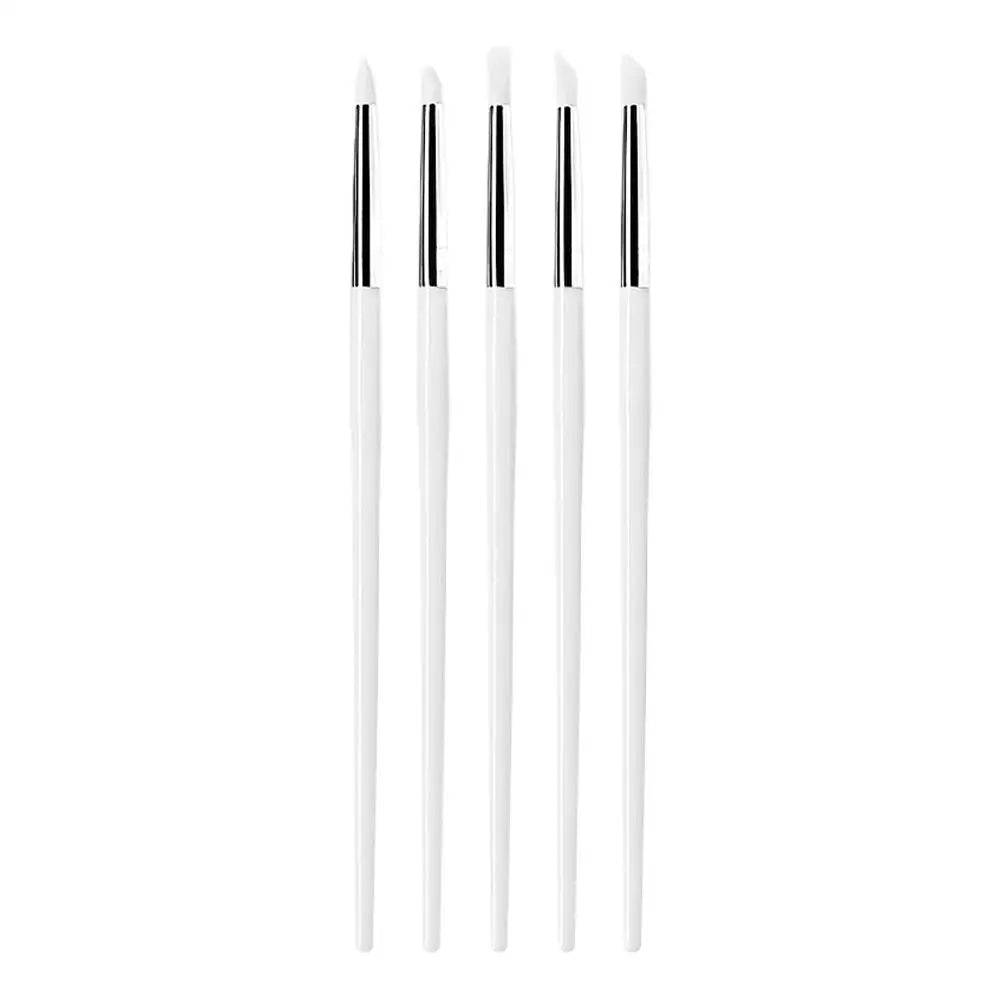 5-Piece Silicone Nail Art Brush Set – Carving, Emboss & Gel