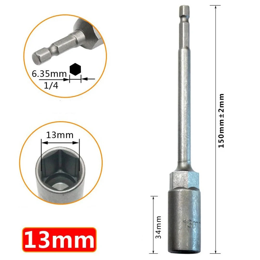 Long Hexagon Nut Driver Drill Bit Socket Wrench Extension Sleeve