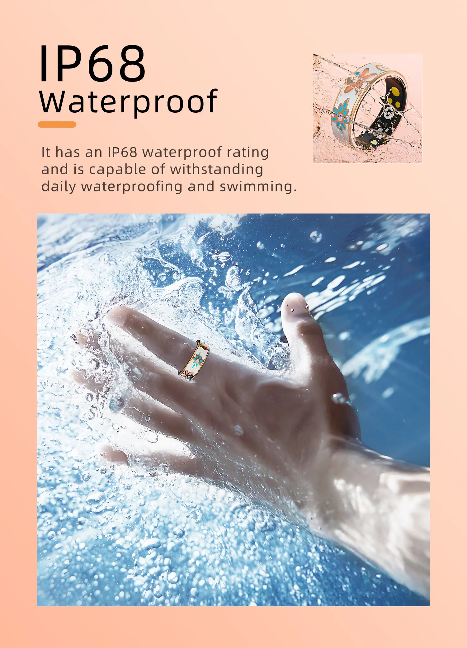 R18 Smart Ring Color Enamels Women Female Stainless Steel Smartring Intelligent Finger Ring IP68 Waterproof Fitness Tracker Peaceful Pleasures Health and Wellness