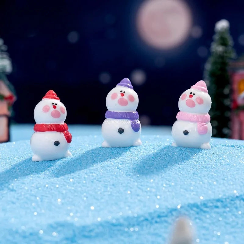 1PCS Mini Christmas Snowman Figurine Cartoon Snow Rabbit Micro Landscape Ornament Fairy Garden Home Decoration Accessories Peaceful Pleasures Health and Wellness