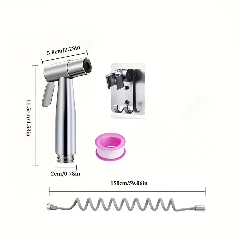 Stainless Steel Handheld Bidet Sprayer Set | Dual Outlet Valve