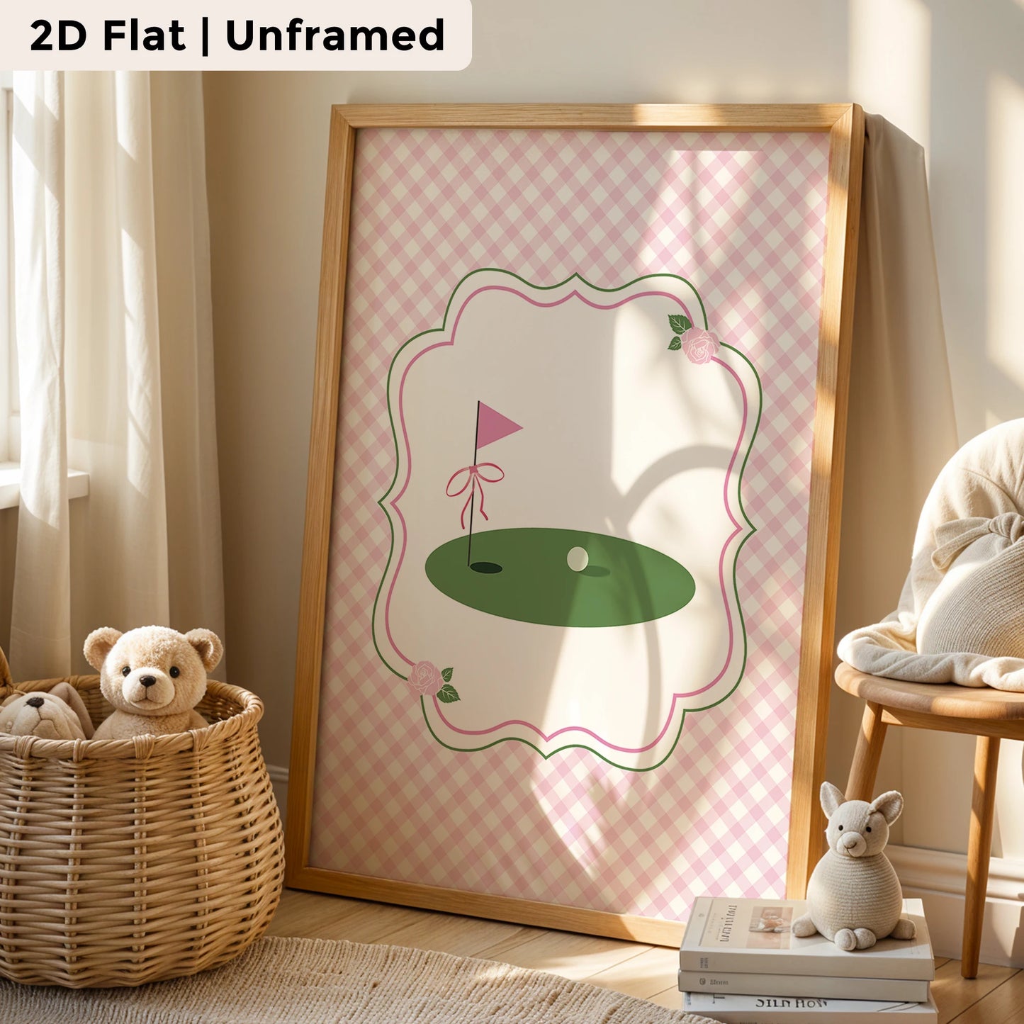3-Piece Pink Golf Canvas Wall Art Print | Kids Room Home Decor