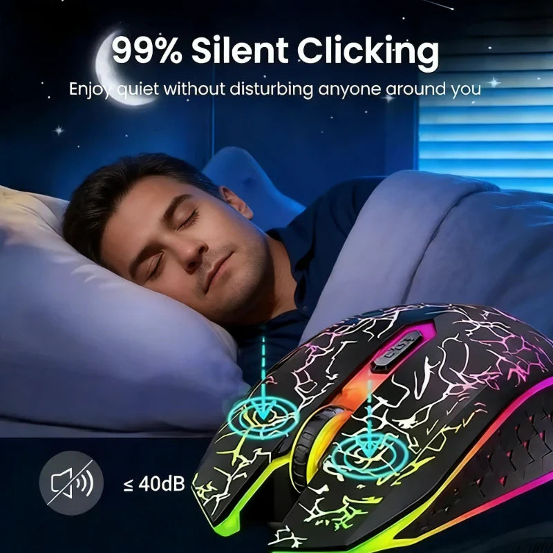 DIXSG Bluetooth 5.2 RGB Wireless Gaming Mouse – Dual-Mode, Silent