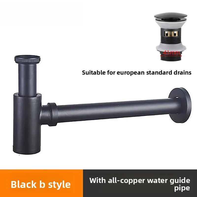 Brass Round Bottle P-Trap 1-1/4" Sink Drain Kit & Pop-Up Drain