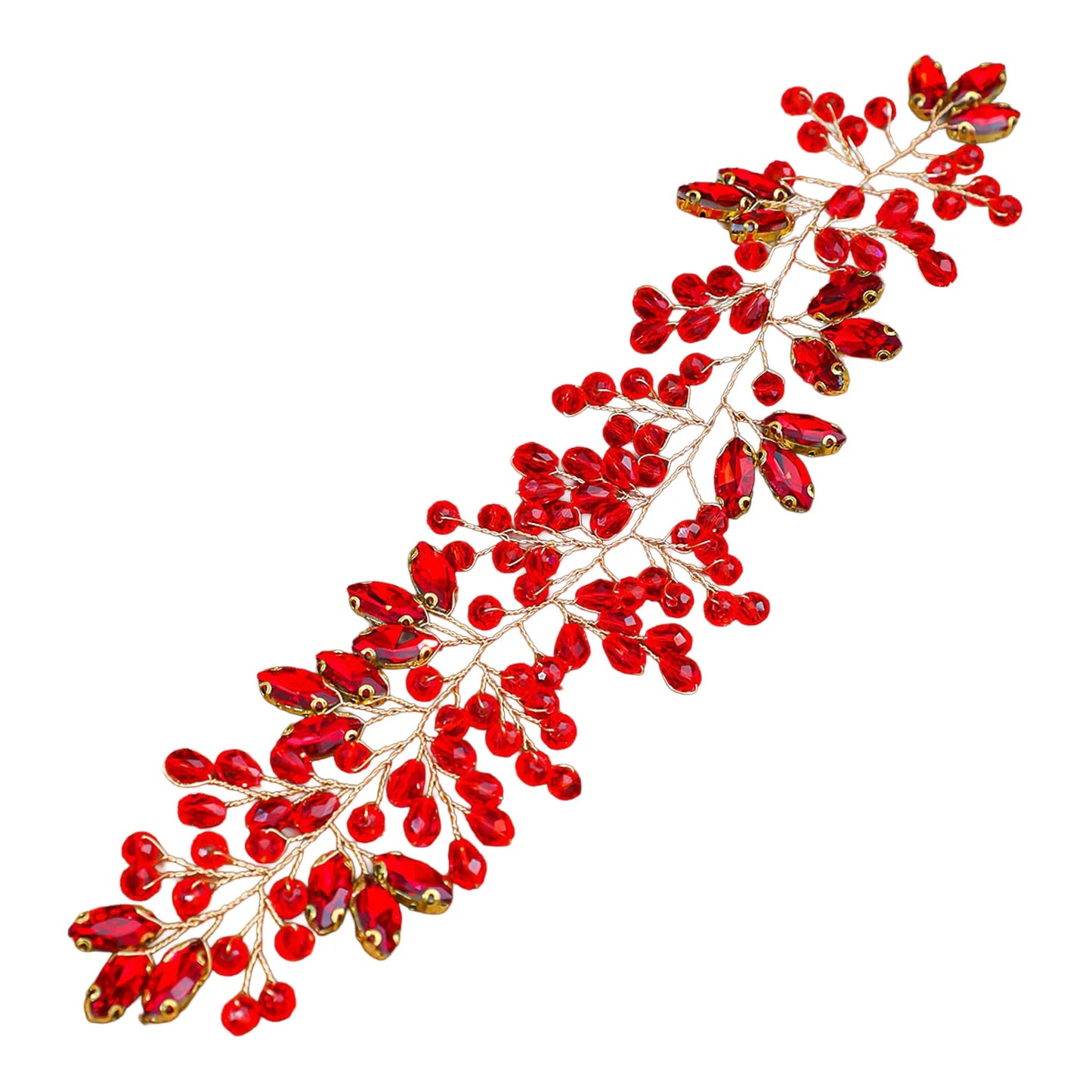 Crystal Bridal Hairpiece Elegant Wedding Headpiece For Women With Alloy Rhinestone Design Peaceful Pleasures Health and Wellness Red