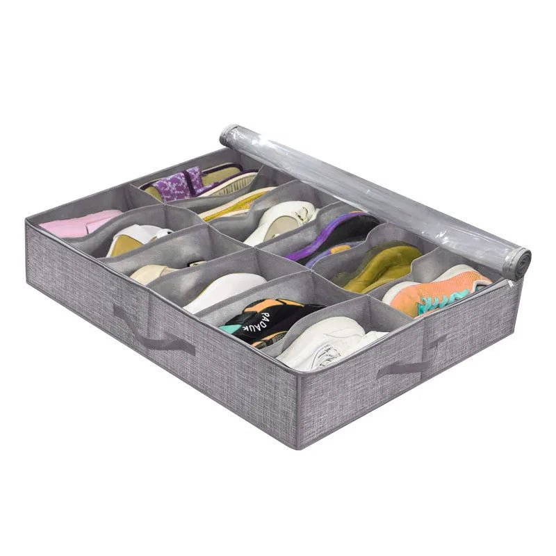 Shoe organizer, foldable, compartmentalized storage, dustproof and moisture-proof, better placement of anti-seasonal shoes Peaceful Pleasures Health and Wellness Brushed Gray