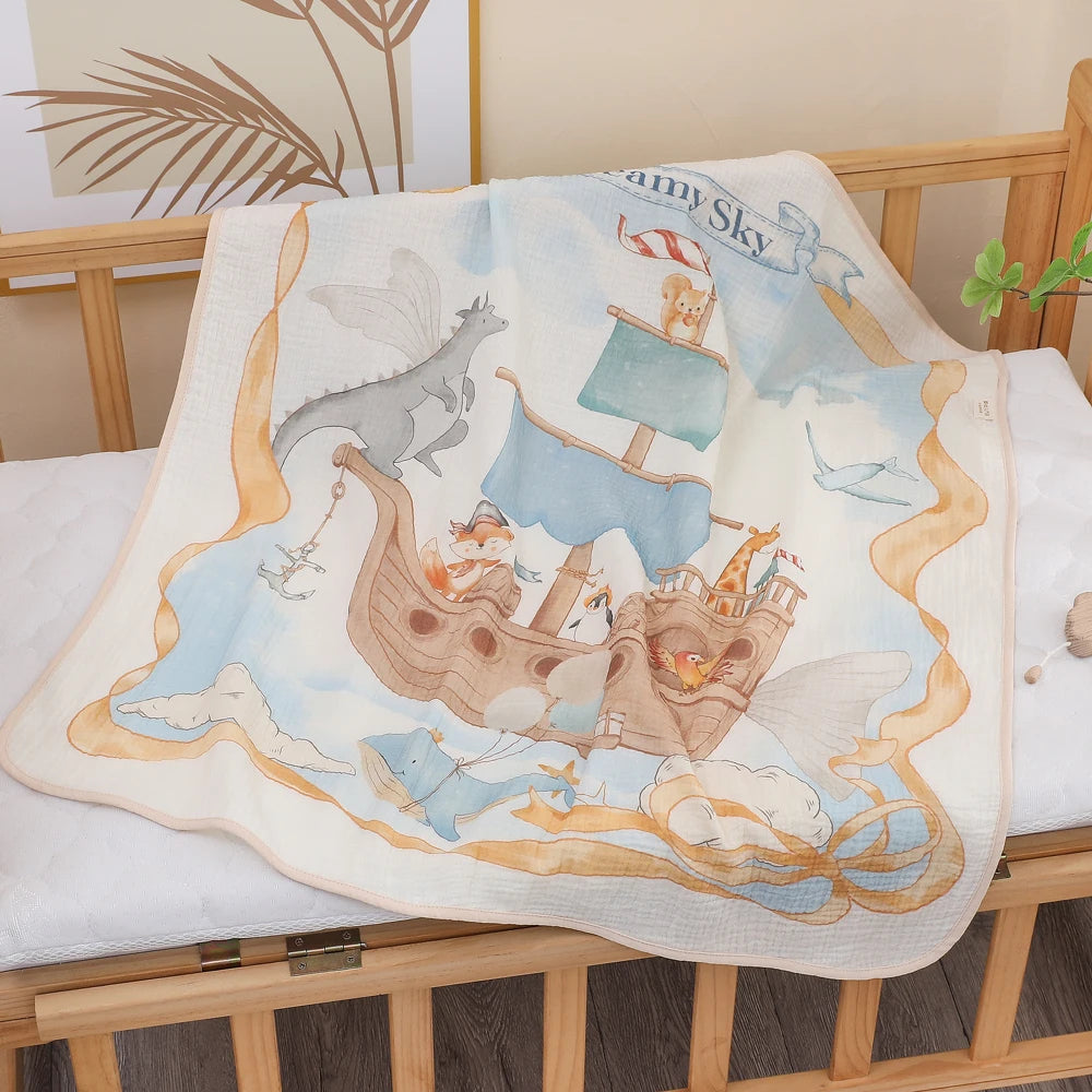 Newborn Baby Bath Towel | Soft Cotton Bamboo Gauze Blanket