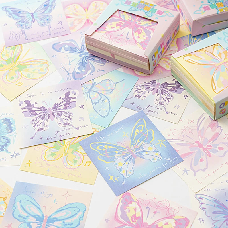 Hand Drawn Butterfly Sticky Notes Pink Origami Handmade Non-sticky