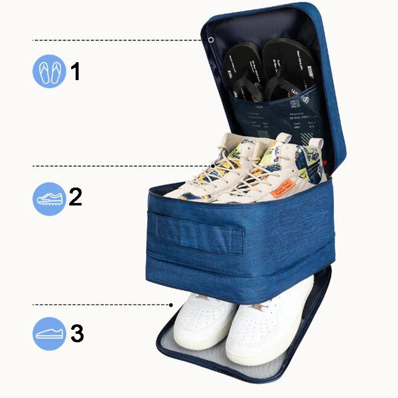 Waterproof Travel Shoe Bag – 3 Pairs Packing Cube with Handle