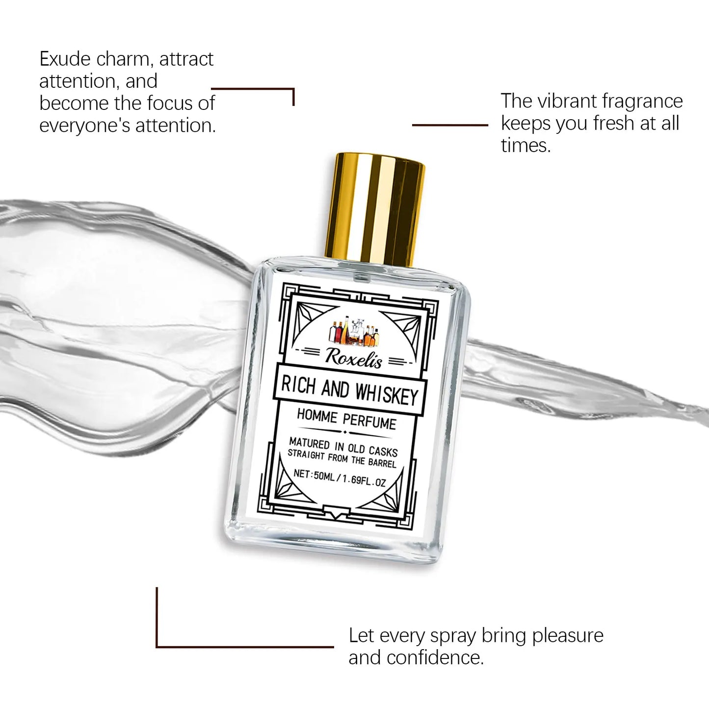 Roxelis 50ml Whisky Men's Cologne | Woody Vanilla EDC Perfume