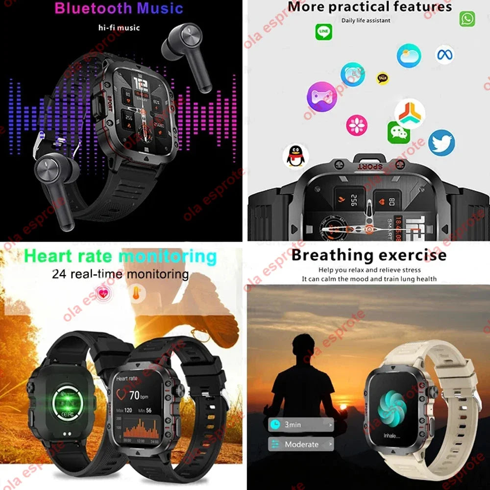 New in Military Smart Watch Women 3ATM Outdoor Sport Watch GPS Fitness Tracker Health Monitor BT Calls Smartwatch For Men Women Peaceful Pleasures Health and Wellness