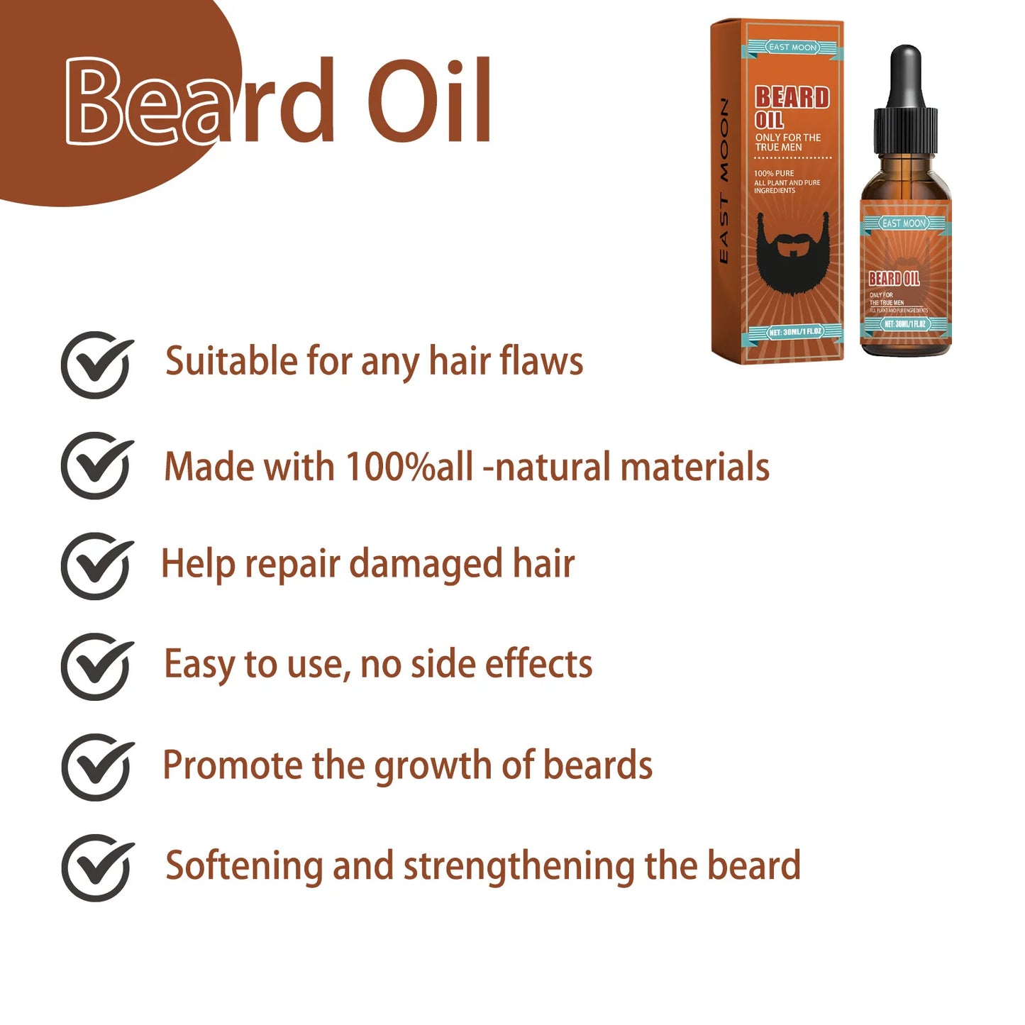 Organic Beard Growth Oil – Grapeseed & Ginger Root, 30ml