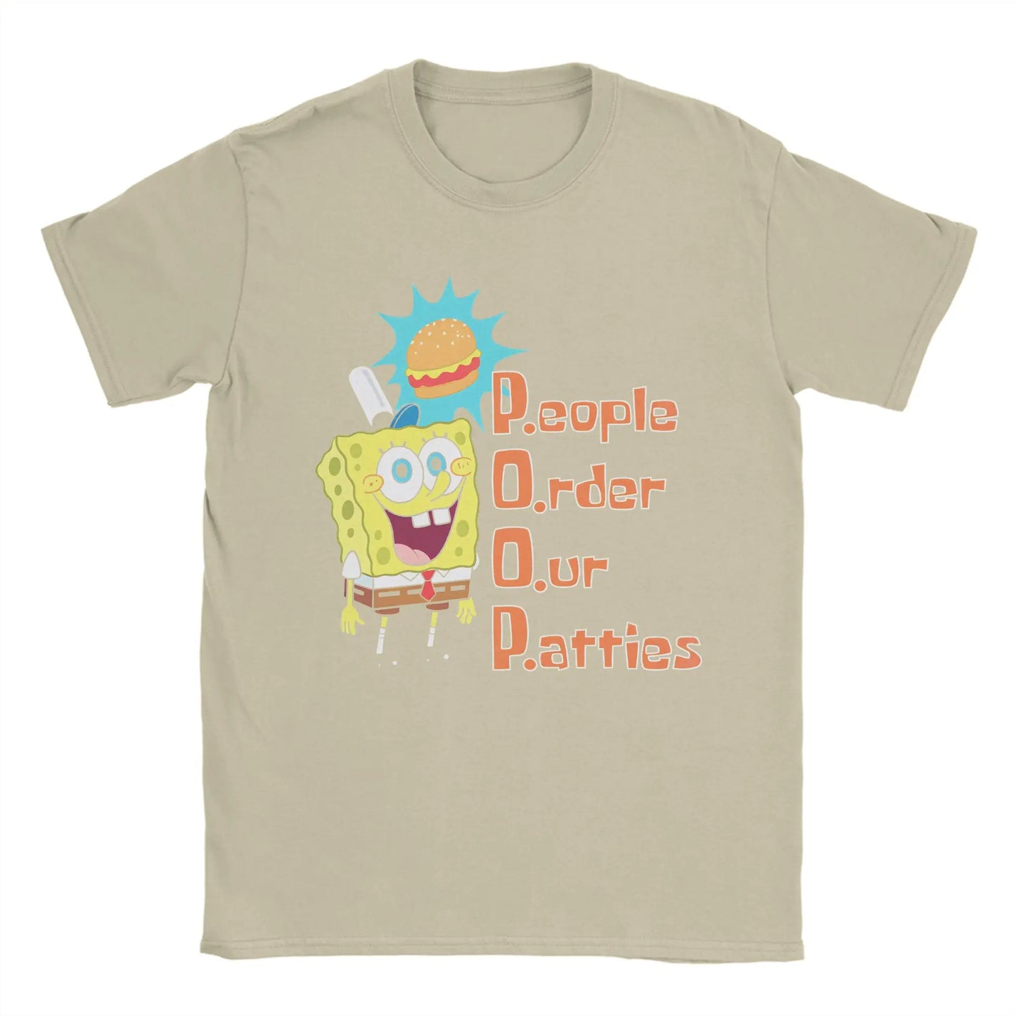 S-Spongebobs Men's T Shirt Novelty Tee Shirt Short Sleeve Round Neck T-Shirt 100% Cotton Summer Clothes Peaceful Pleasures Health and Wellness Khaki 6XL