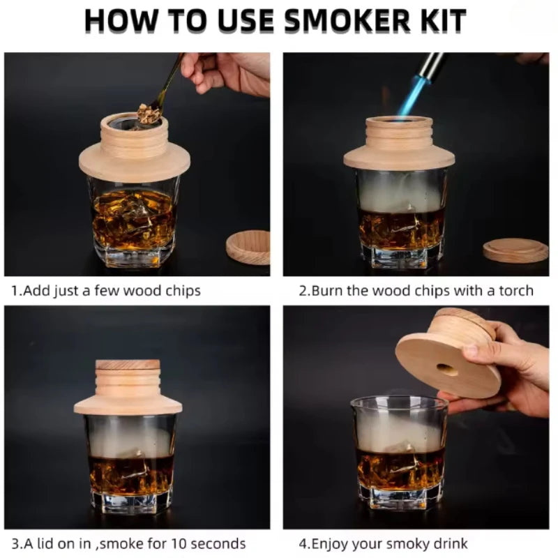 Hot Cocktail Whiskey Smoker Kit Old Fashioned Drink Smoker Infuser with Ice Ball Mold Gift for Drink Lover Men Husband Friend Peaceful Pleasures Health and Wellness