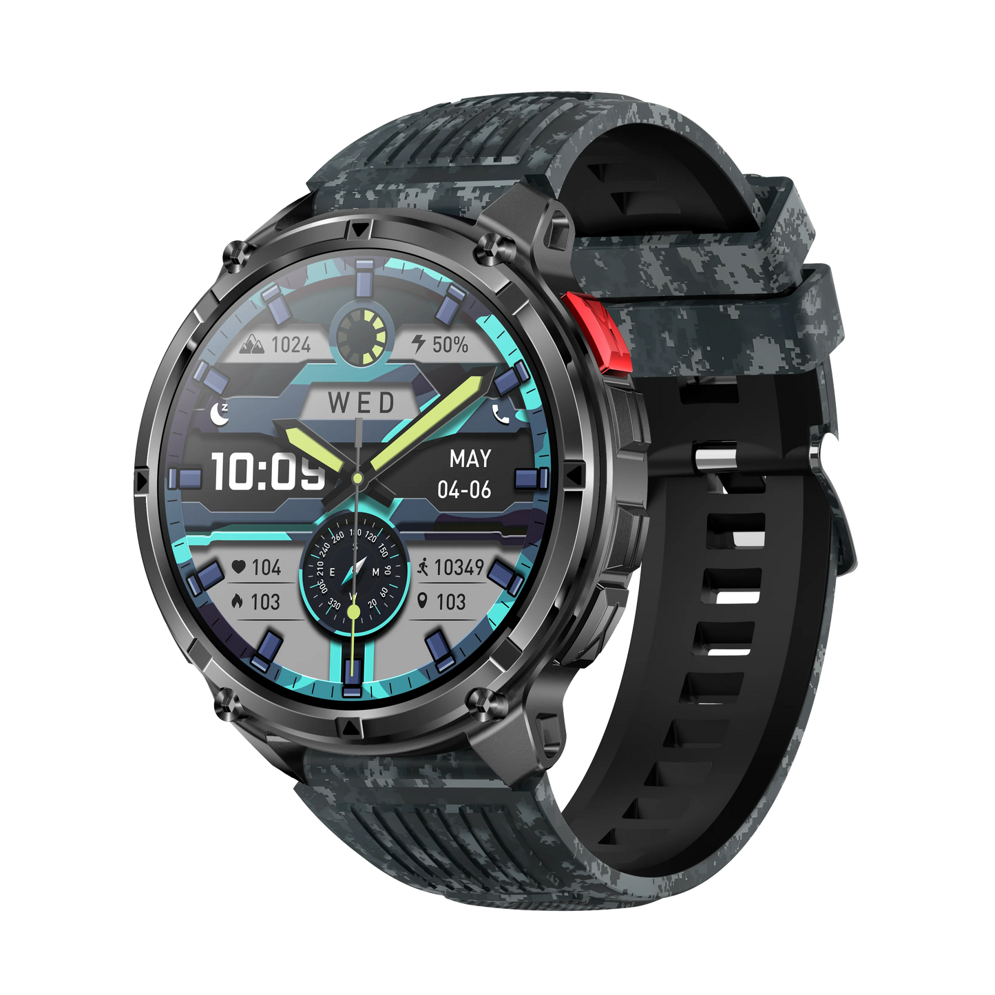 Yoateo Smart Watch – 1100mAh Battery, Bluetooth Call & Compass