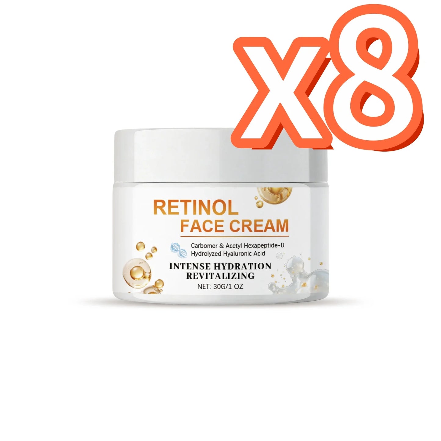 Retinol Face Cream Enhance Skin Firmness Deeply Hydrate Brighten Tone Repair Damaged Skin Barrier Hyaluronic Acid Facial Creams Peaceful Pleasures Health and Wellness 30g Boxed X 8PCS