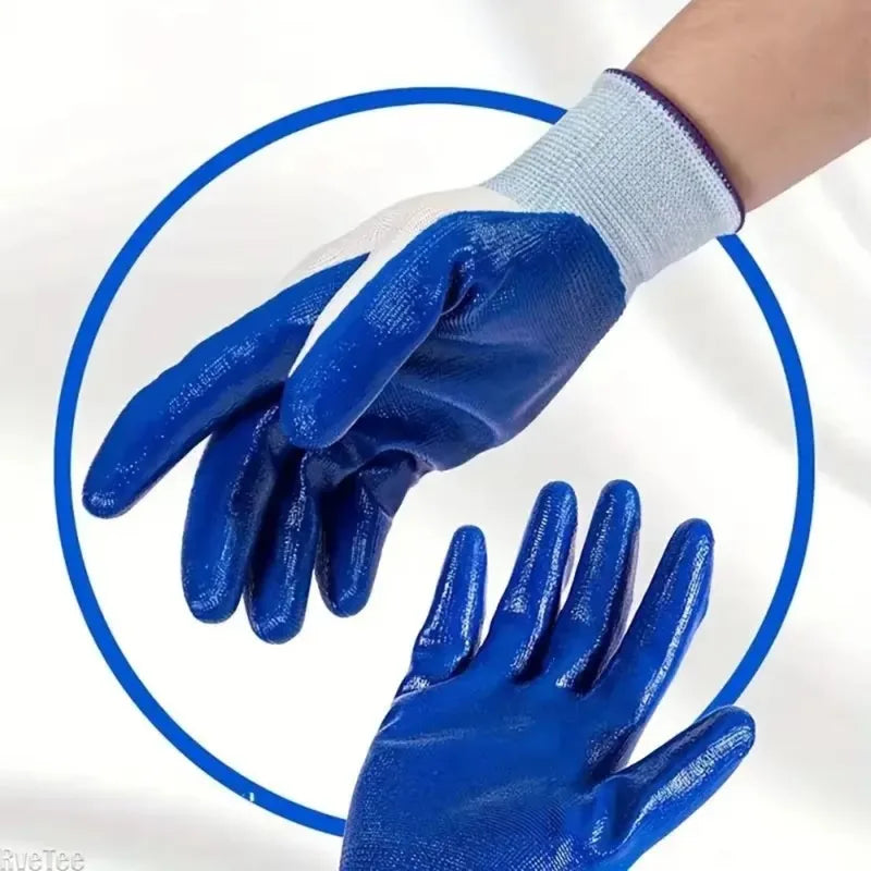 12-Pack Nitrile Coated Work Gloves | Grip & Breathable Knit