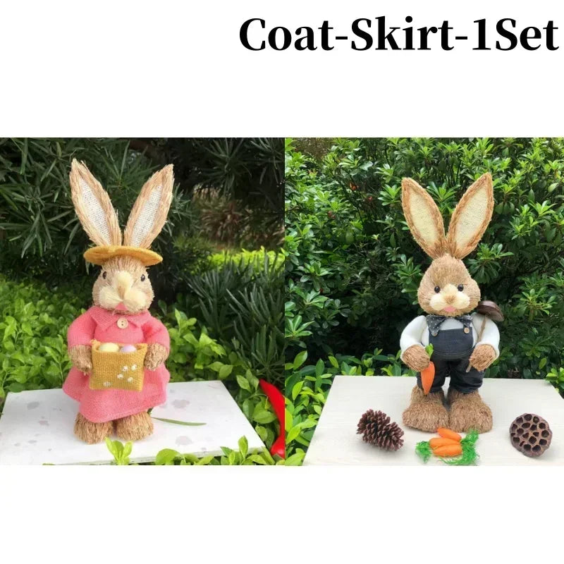 Handmade Straw Easter Bunny Ornament | Rustic Spring Decor