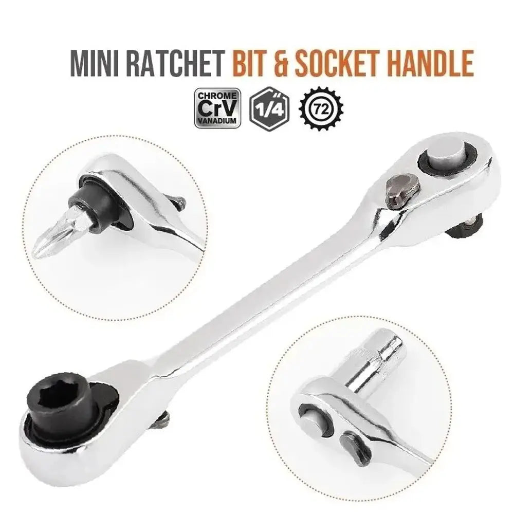 Mini Treble 1/4 Ratchet Wrench Double Ended Quick Socket Ratchet Wrench Screwdriver Hex Torque Wrenches Set 2-in-1 Spanner Peaceful Pleasures Health and Wellness