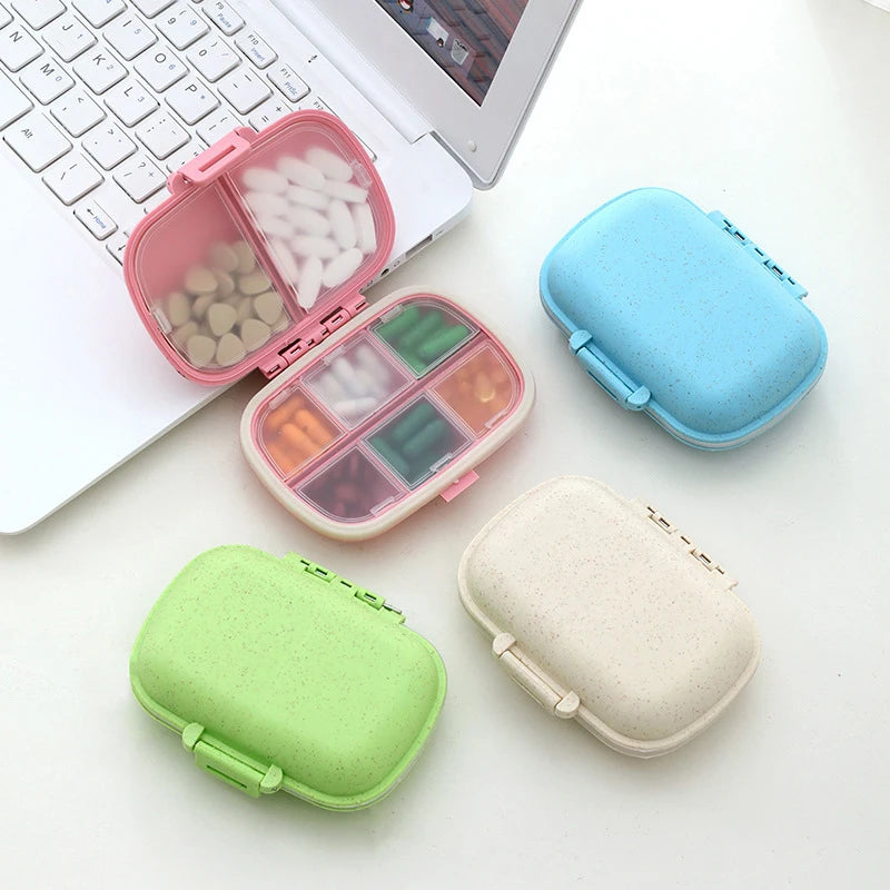 Mini Portable Pills Organizer Case 8 Grids Pill Box Tablet Storage Container Weekly Medicine Pill's Box Pill Case Drug Dispense Peaceful Pleasures Health and Wellness